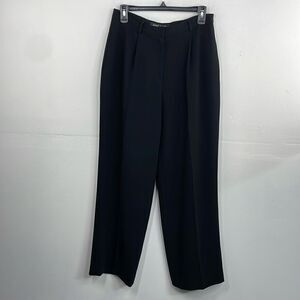Anne Klein Black Pleated Straight Leg High Rise size 8